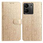 For Redmi 13C 4G Daisy Embossed Leather Phone Case(Gold)