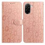 For Redmi A5 4G 173.3mm Daisy Embossed Leather Phone Case(Rose Gold)