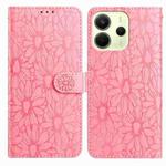 For Redmi Note 14 4G 164.84mm Daisy Embossed Leather Phone Case(Pink)