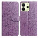 For Redmi Note 14 4G 164.84mm Daisy Embossed Leather Phone Case(Light Purple)