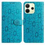 For Redmi Note 14 4G 164.84mm Daisy Embossed Leather Phone Case(Blue)
