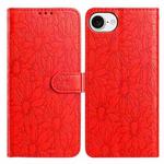 For iPhone 16e Daisy Embossed Leather Phone Case(Red)