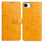 For iPhone 16e Daisy Embossed Leather Phone Case(Yellow)