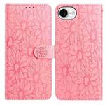 For iPhone 16e Daisy Embossed Leather Phone Case(Pink)