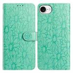 For iPhone 16e Daisy Embossed Leather Phone Case(Green)