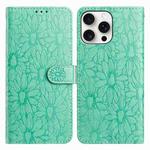 For iPhone 15 Pro Daisy Embossed Leather Phone Case(Green)