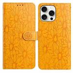 For iPhone 13 Pro Daisy Embossed Leather Phone Case(Yellow)