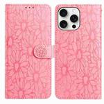 For iPhone 13 Pro Daisy Embossed Leather Phone Case(Pink)