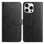 For iPhone 13 Pro Daisy Embossed Leather Phone Case(Black)