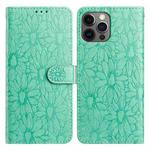 For iPhone 12 / 12 Pro Daisy Embossed Leather Phone Case(Green)
