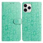 For iPhone 11 Pro Max Daisy Embossed Leather Phone Case(Green)