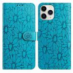 For iPhone 11 Pro Max Daisy Embossed Leather Phone Case(Blue)