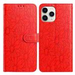 For iPhone 11 Pro Daisy Embossed Leather Phone Case(Red)