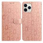 For iPhone 11 Pro Daisy Embossed Leather Phone Case(Rose Gold)