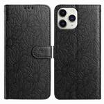 For iPhone 11 Pro Daisy Embossed Leather Phone Case(Black)
