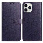 For iPhone 11 Pro Daisy Embossed Leather Phone Case(Dark Purple)