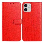For iPhone 11 Daisy Embossed Leather Phone Case(Red)