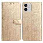 For iPhone 11 Daisy Embossed Leather Phone Case(Gold)