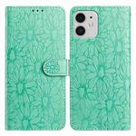For iPhone 11 Daisy Embossed Leather Phone Case(Green)