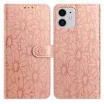 For iPhone 11 Daisy Embossed Leather Phone Case(Rose Gold)