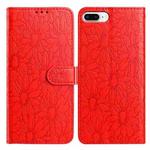 For iPhone 8 Plus / 7 Plus Daisy Embossed Leather Phone Case(Red)