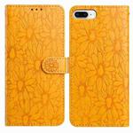 For iPhone 8 Plus / 7 Plus Daisy Embossed Leather Phone Case(Yellow)