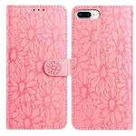 For iPhone 8 Plus / 7 Plus Daisy Embossed Leather Phone Case(Pink)