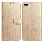 For iPhone 8 Plus / 7 Plus Daisy Embossed Leather Phone Case(Gold)