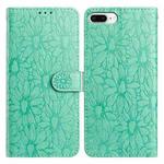 For iPhone 8 Plus / 7 Plus Daisy Embossed Leather Phone Case(Green)