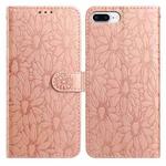 For iPhone 8 Plus / 7 Plus Daisy Embossed Leather Phone Case(Rose Gold)