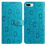 For iPhone 8 Plus / 7 Plus Daisy Embossed Leather Phone Case(Blue)