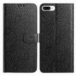 For iPhone 8 Plus / 7 Plus Daisy Embossed Leather Phone Case(Black)