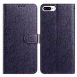 For iPhone 8 Plus / 7 Plus Daisy Embossed Leather Phone Case(Dark Purple)