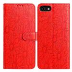 For iPhone SE 2022 / SE 2020 / 8 / 7 Daisy Embossed Leather Phone Case(Red)
