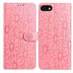 For iPhone SE 2022 / SE 2020 / 8 / 7 Daisy Embossed Leather Phone Case(Pink)