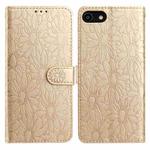 For iPhone SE 2022 / SE 2020 / 8 / 7 Daisy Embossed Leather Phone Case(Gold)