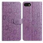 For iPhone SE 2022 / SE 2020 / 8 / 7 Daisy Embossed Leather Phone Case(Light Purple)