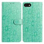 For iPhone SE 2022 / SE 2020 / 8 / 7 Daisy Embossed Leather Phone Case(Green)