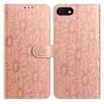 For iPhone SE 2022 / SE 2020 / 8 / 7 Daisy Embossed Leather Phone Case(Rose Gold)