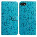 For iPhone SE 2022 / SE 2020 / 8 / 7 Daisy Embossed Leather Phone Case(Blue)