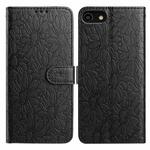 For iPhone SE 2022 / SE 2020 / 8 / 7 Daisy Embossed Leather Phone Case(Black)