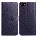 For iPhone SE 2022 / SE 2020 / 8 / 7 Daisy Embossed Leather Phone Case(Dark Purple)