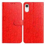 For iPhone XR Daisy Embossed Leather Phone Case(Red)