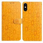 For iPhone X / XS Daisy Embossed Leather Phone Case(Yellow)