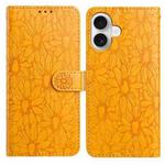 For iPhone 17 Daisy Embossed Leather Phone Case(Yellow)