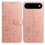 For iPhone 17 Air Daisy Embossed Leather Phone Case(Rose Gold)