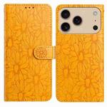For iPhone 17 Pro Max Daisy Embossed Leather Phone Case(Yellow)
