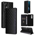 For Huawei Enjoy 80 4G Cubic Grid Texture Flip Leather Phone Case(Black)
