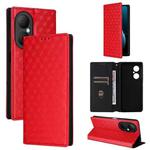 For Huawei Enjoy 80 4G Cubic Grid Texture Flip Leather Phone Case(Red)