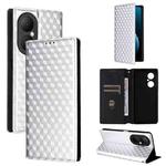 For Huawei Enjoy 80 4G Cubic Grid Texture Flip Leather Phone Case(Silver)